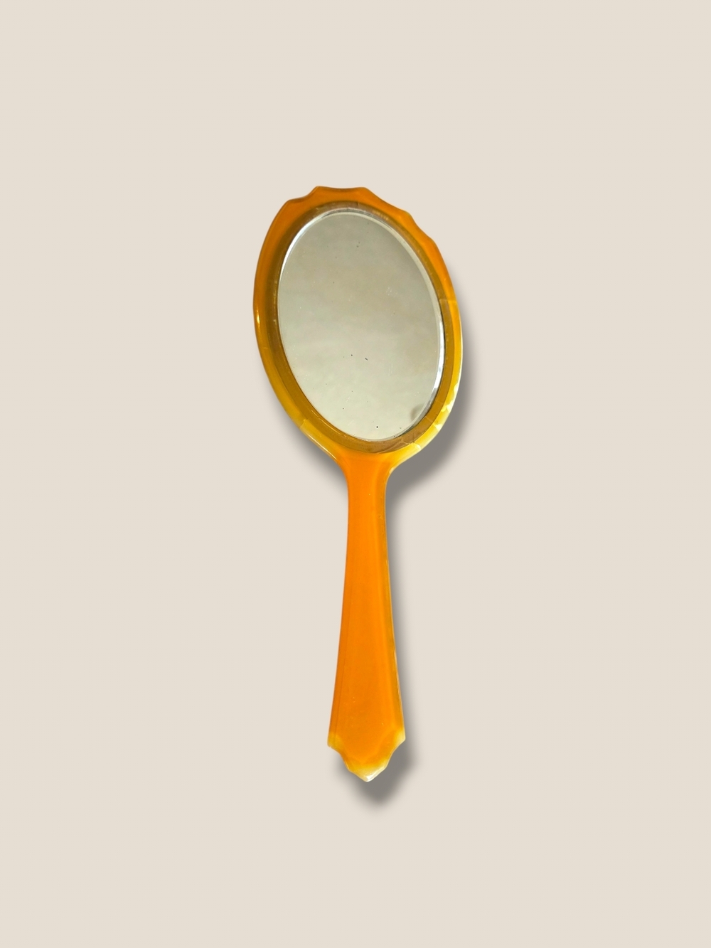 Source Unknown Orange Handheld Vanity Mirror